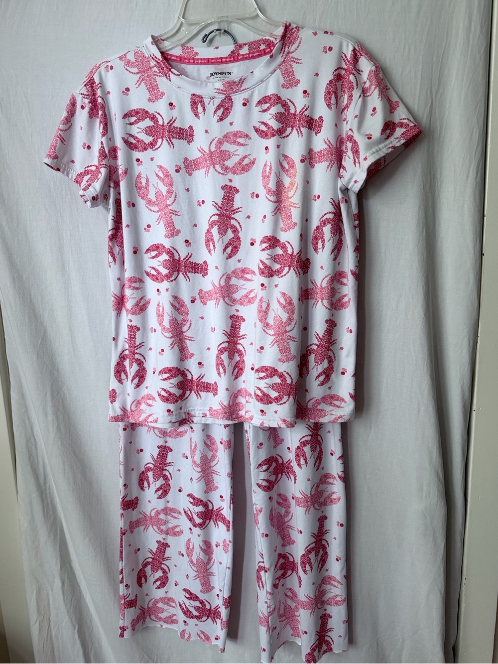 Lobster Pajama Set Coastal New England Preppy Sleepwear Joyspun Pink